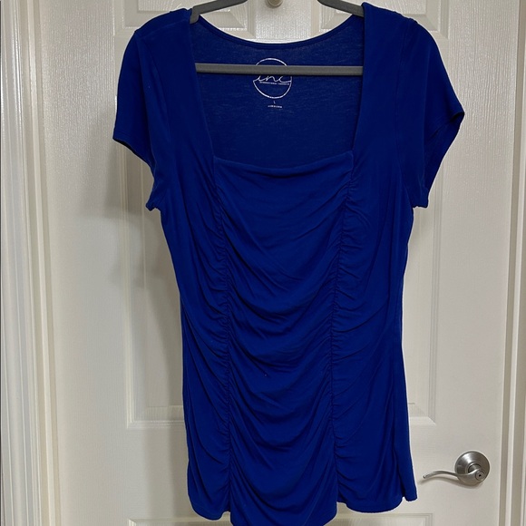 INC International Concepts Tops - INC International Concepts Royal Blue Top Ruched Short Sleeve Flattering Fitted